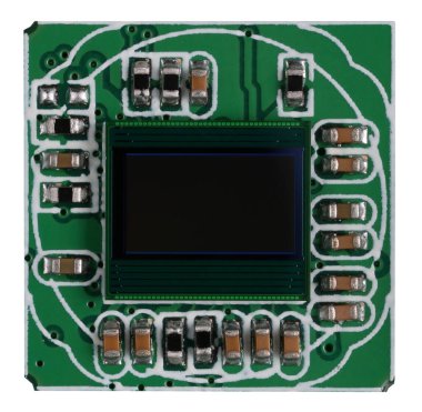 Modern light-sensitive chip for use in cameras and drones. Isolated macro clipart