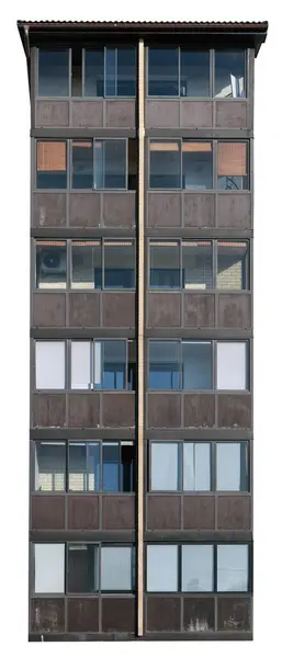 Balkon Een Standaard Zes Verdiepingen Tellend Gebouw Geïsoleerd Wit — Stockfoto