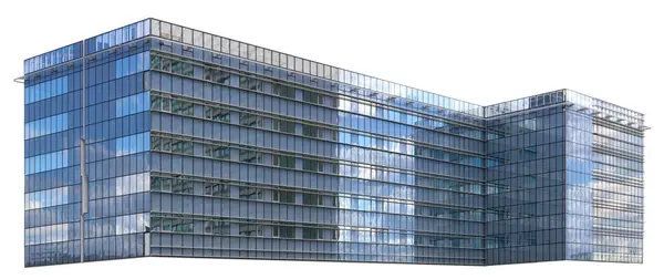 Modern Szabványos Noname Épület Üvegből Acélból Betonból Fehér Alapon Elszigetelve Stock Kép