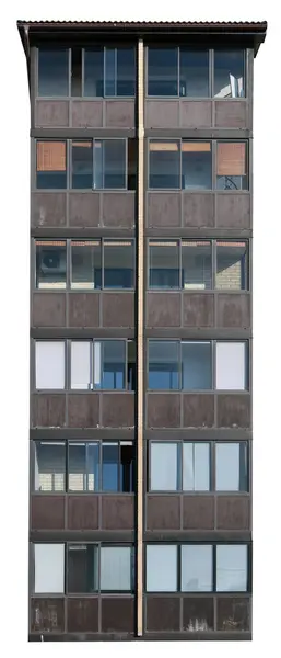 Балконная Система Стандартном Шестиэтажном Здании Изолированные Белом Стоковое Изображение