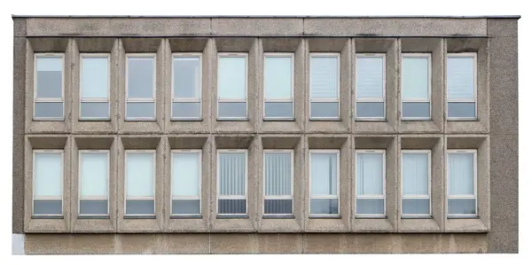 Twintig Ramen Een Oud Betonnen Kantoorgebouw Geïsoleerd Wit — Stockfoto