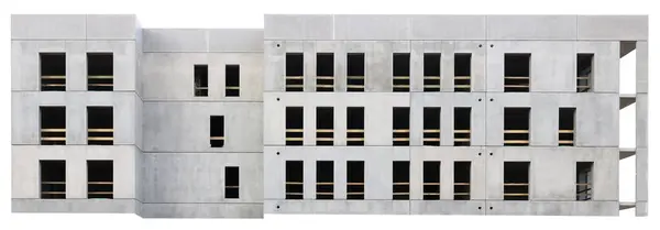 Незакінчена Бетонна Будівля Вікон Ізольовані Білому — стокове фото