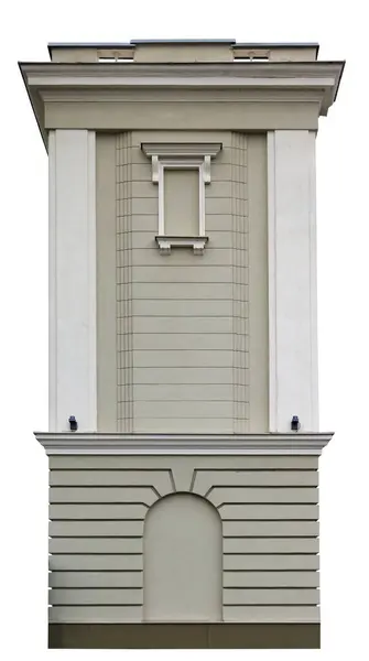 Ein Kleiner Steinturm Als Dekoration Für Ein Altes Haus Isoliert Stockbild