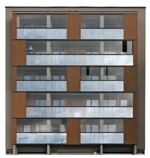 Balkonsystem Einem Modernen Standardhaus Isoliert Auf Weiß Stockbild