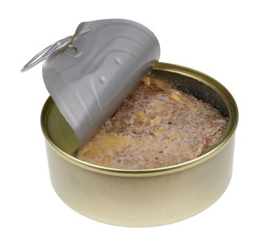 Açık teneke et konservesi izole edilmiş makro.
