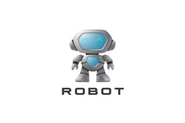Arkadaş canlısı Robot Logosu Modern Tasarım vektör şablonu