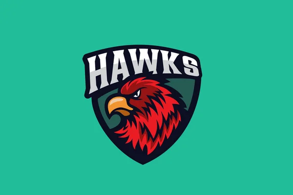 Hawk Eagle Falcon Logo Bird Shield Sport Heraldic Absztrakt Vektor — Stock Vector