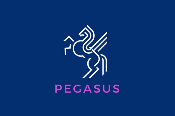Логотип Pegasus Horse Abstract Design Linear Outline Luxury Geometric Heraldic Style