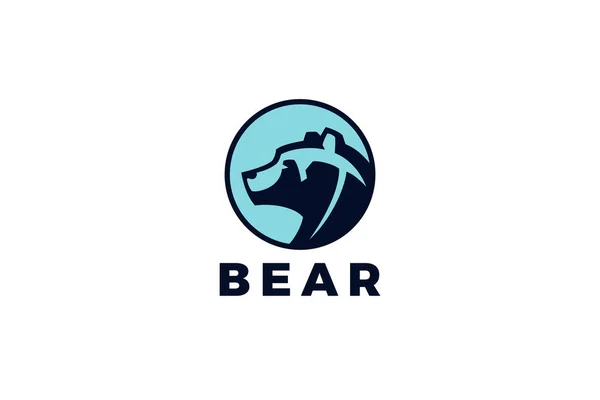 Logo Bear Head Circle Sagoma Astratta Modello Progettazione Vettoriale — Vettoriale Stock