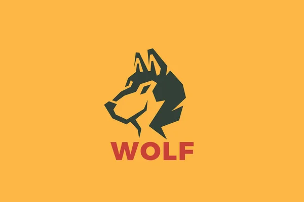 Wolf Logo Dog Head Absztrakt Design Vektor Negatív Space Stílus — Stock Vector