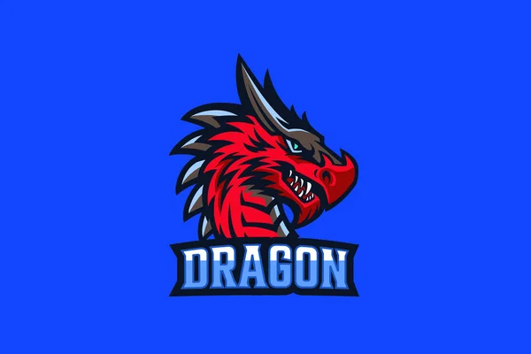 Logo Dragon Head Diseño Abstracto Estilo Deportivo — Vector de stock