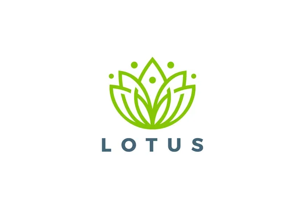 Lotus Flower Logo Yoga Design Abstrato Vector Linear Outline Estilo —  Vetores de Stock