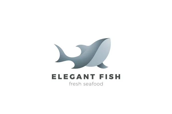 Zarif Balık Logosu Deniz Ürünleri Vektör Tasarımı Konsepti Köpekbalığı Ton — Stok Vektör
