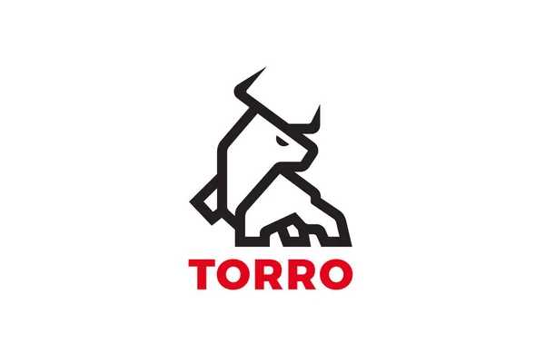 Engraçado Angry Small Toy Bull Logo Taurus Abstract Linear Outline — Vetor de Stock