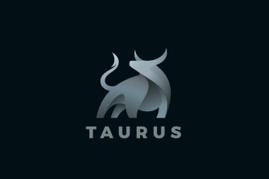 Boğa Logosu Taurus Soyut Metalik Heykel Vektör Tasarımı