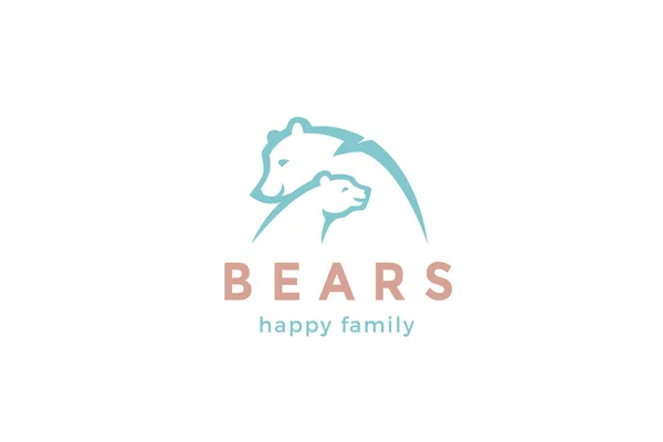 Urso Mãe Abraçando Bebê Logotipo Silhueta Família Vetor Amor Cuidado —  Vetores de Stock