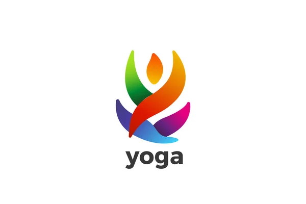 Logo Yoga Lotus Pose Astratta Modello Vettoriale Progettazione Colorata — Vettoriale Stock