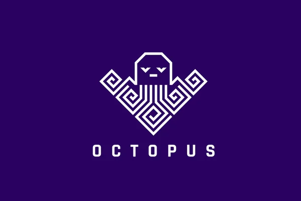 Octopus Logo Geometrikus Tervezés Seafood Restaurant Bar Vektor Sablon Squid — Stock Vector