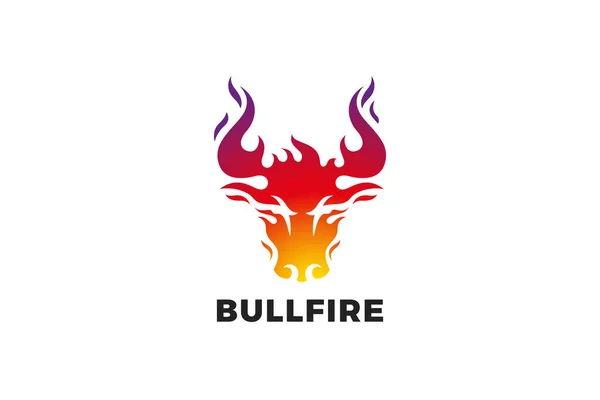 Bull Logo Fuego Flaming Diseño Vector Steak House Plantilla Taurus — Vector de stock