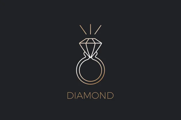 Anillo Diamante Crystal Gem Logo Diseño Plantilla Vectorial Icono Concepto — Vector de stock