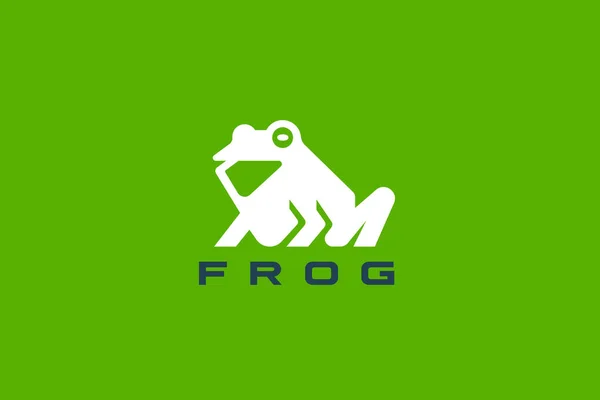 Frog Logo Sittande Silhuett Vector Design Mall Geometrisk Stil Padda — Stock vektor