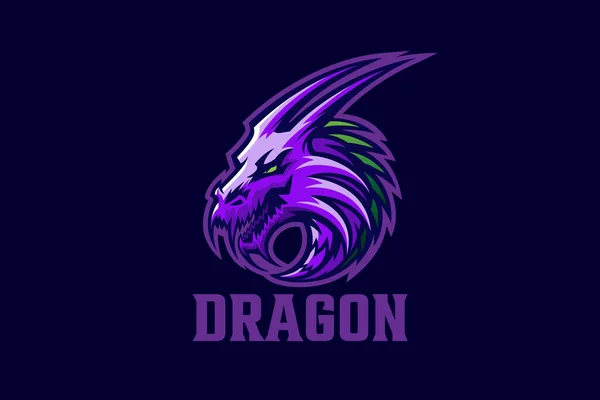 Dragon Logo Head Circle Alakja Design Vector Sablon Sport Stílus — Stock Vector