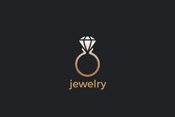 Diamond Ring Crystal Gem Λογότυπο Σχεδιασμό Διάνυσμα Πρότυπο Γάμος Πολύτιμος — Διανυσματικό Αρχείο