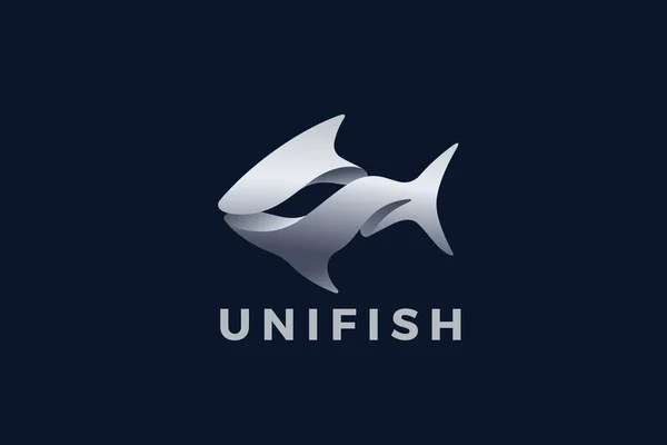 Fish Logo Seafood Absztrakt Metallic Design Vector Sablon Shark Tuna — Stock Vector