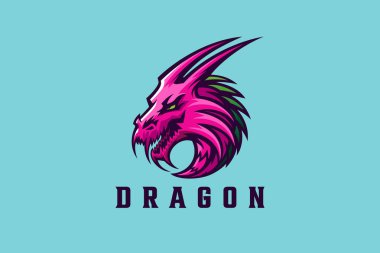 Dragon Logo Baş Tasarım Vektörü şablonu. Sürüngen Canavarı Logotype konsepti Maskot Amblemi.