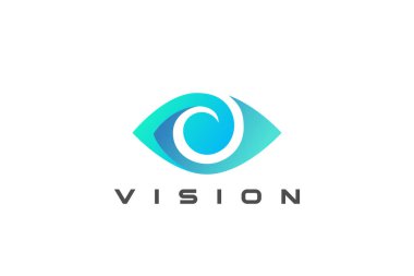 Göz Logosu Görüş Soyut Tasarım vektör şablonu. Ophtalmology Klinik Optik Medya Video Logotype konsept simgesi.