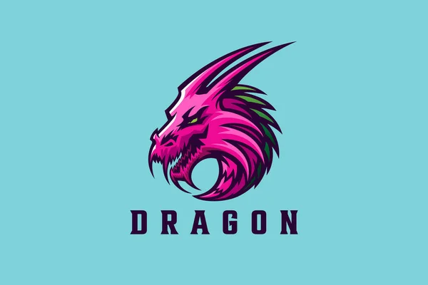 Dragon Logo Head Design Plantilla Vectorial Monstruo Reptil Logotipo Concepto — Vector de stock