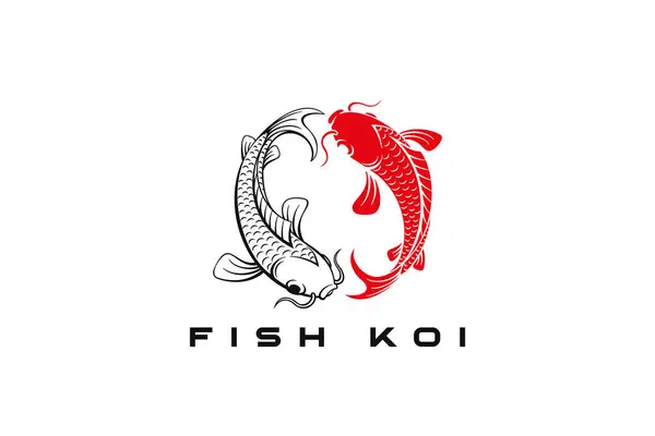 Koi Fish Logo Yin Yang Stil Design Vektor Mall Fisk — Stock vektor