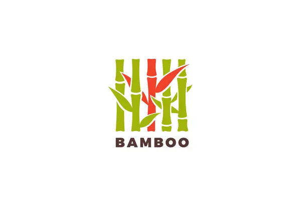 Plantilla Vector Diseño Forma Cuadrada Logotipo Bambú Ilustración De Stock