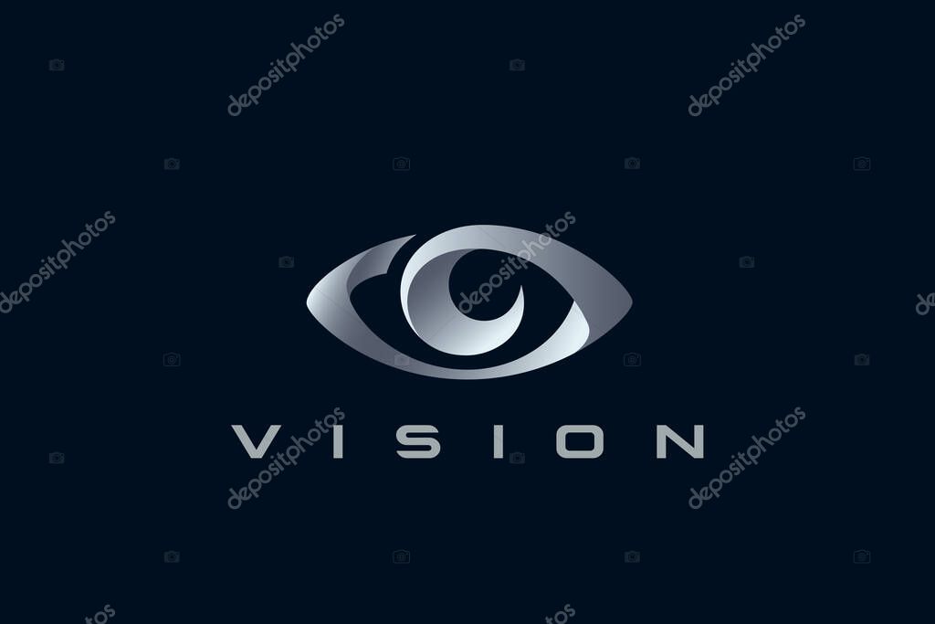 Eye Logo Vision Abstract Design vector template 3D style. Ophtalmology Clinic Optical Media Video Logotype concept icon.