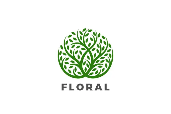 Tree Plant Logo Grean Elhagyja Circle Shape Design Vektor Eco — Stock Vector