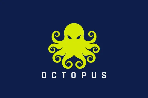 Octopus Logo Funny Angry Kraken Seafood Étterem Zoo Vector Design — Stock Vector