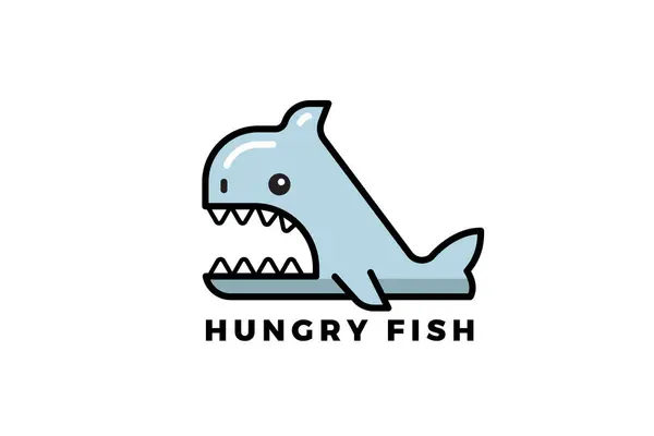 Φάλαινα Καρχαρία Λογότυπο Ψάρια Θυμωμένος Διάνυσμα Στυλ Κινουμένων Σχεδίων Royalty Free Εικονογραφήσεις Αρχείου