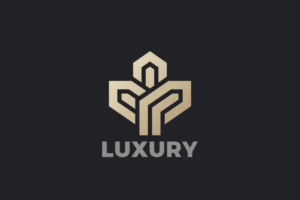 Golden Sprute Logo Plant Luxury Abstract Design Διανυσματικό Πρότυπο Fashion — Διανυσματικό Αρχείο