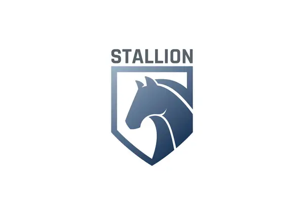 Λογότυπο Άλογο Ιππασίας Στο Shield Design Vector Heraldic Vintage Στυλ Διανυσματικά Γραφικά