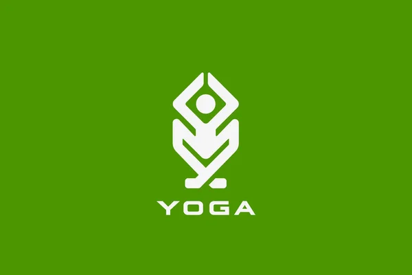 Yoga Logo Lotus Pose Abstract Geometric Design Vector Template Gráficos De Vetores