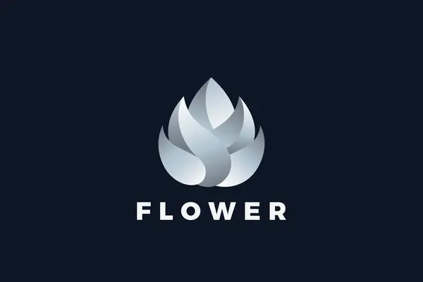 Flower Logo Abstraktes Luxusdesign Metallic Style Vektor — Stockvektor