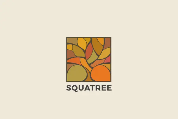 Herbst Quadratischer Baum Logo Abstraktes Design Luxus Schmuck Wellness Stil — Stockvektor