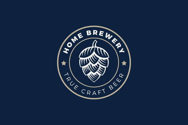 Logo Hop Vintage Label Badge Grabado Diseño Estilo Vector Cerveza — Archivo Imágenes Vectoriales