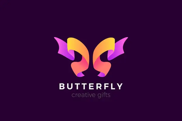 Butterfly Logo Absztrakt Ribbon Design Stílusú Vektor Szépségszalon Kozmetika Divat — Stock Vector