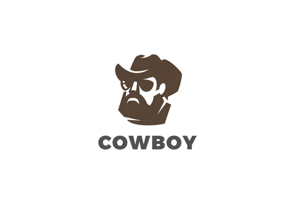 Cowboy Logo Head Face Hat Diseño Vectores Silueta Estilo Espacial Gráficos Vectoriales