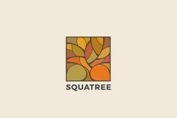 Autumn Square Tree Logo Abstract Design Πολυτελές Κόσμημα Wellness Style Διάνυσμα Αρχείου