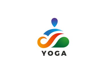 Yoga Lotus Logosu Soyut Renkli Tasarım Şablonu.