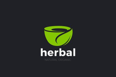 Çay Kadehi Logo Bitkisel Vektör Tasarımı Şablonu Bırakıyor.