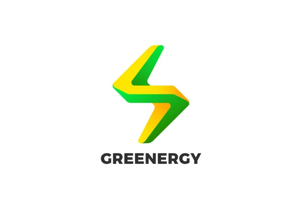 Green Energy Logo Flash Lightning Bolt Innovative Design Vector Template — Stock Vector