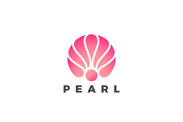 Seashell Logo Shell Pearl Bröllop Lyx Mode Design Stil Vektor — Stock vektor